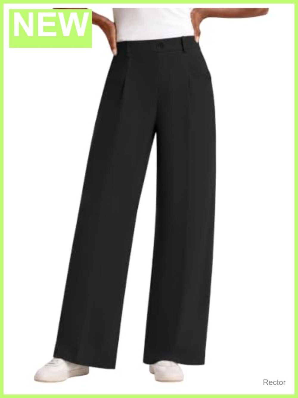 Wide Leg Stretch Pull On Work Dress Pants with Pockets